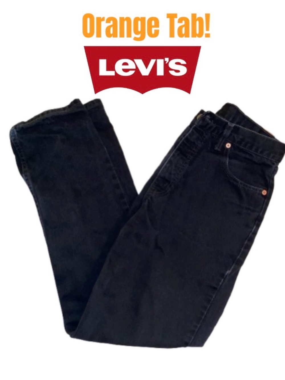 🟧 Vintage Orange Tab Levi's Black Jeans - Classic Straight Fit - 882 - W32 L32